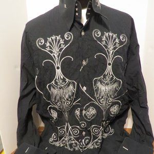 Angelino Men's Embroidered dress shirt sz 18.5  425